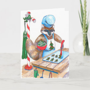 Cute Raccoon Chef Alaska Wildlife Kerstmis Kaart