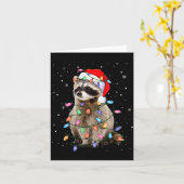 Cute Raccoon Christmas Tree Lights Pajama Raccoon  Kaart (Gele Bloem)