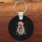 Cute Raccoon Christmas Tree Lights Pajama Raccoon  Sleutelhanger (Voorkant)