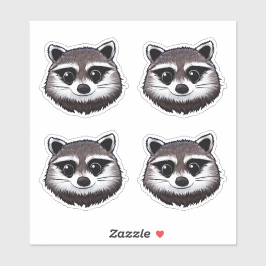 Cute Raccoon Classic Round Sticker (Vel)