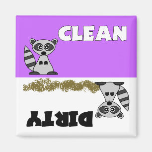 Cute Raccoon Clean/Dirty Dishwasher Magnet