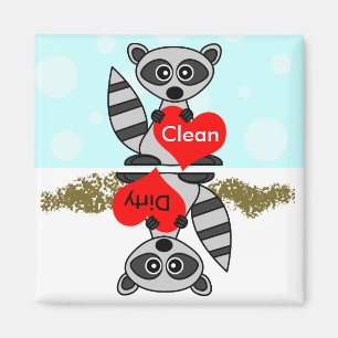 Cute Raccoon Clean/Dirty Dishwasher Magnet