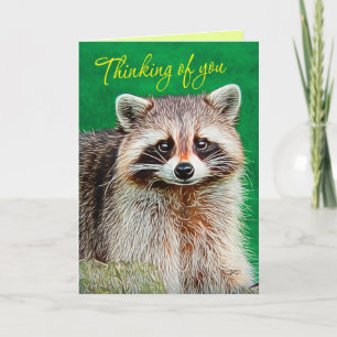 Cute Raccoon Denking of You Kaart