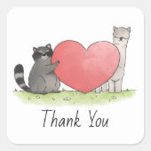 Cute Raccoon en Llama Sq1uare Hartelijk dank Vierkante Sticker (Voorkant)