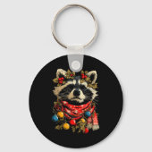 Cute Raccoon F Christmas Lights Festive Forest Ani Sleutelhanger (Voorkant)