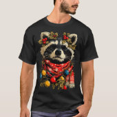 Cute Raccoon F Christmas Lights Festive Forest Ani T-shirt (Voorkant)