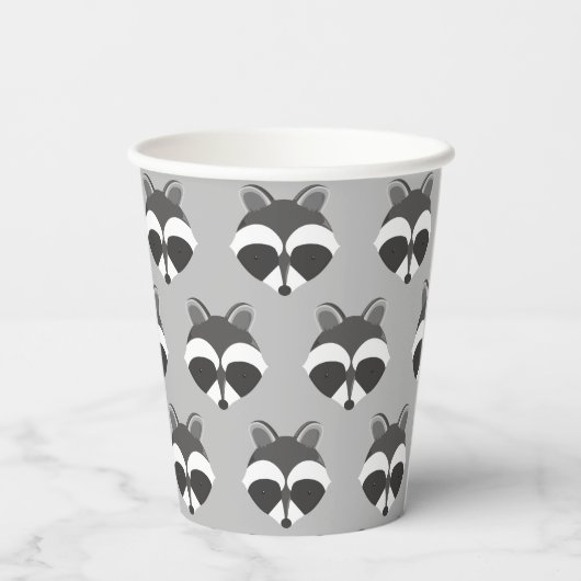 Cute Raccoon Face Pattern Papieren Bekers (Achterkant)