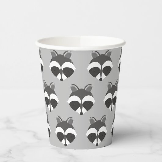 Cute Raccoon Face Pattern Papieren Bekers (Links)
