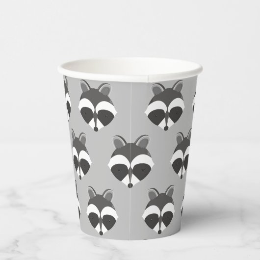 Cute Raccoon Face Pattern Papieren Bekers (Rechts)