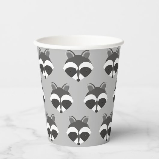 Cute Raccoon Face Pattern Papieren Bekers (Voorkant)