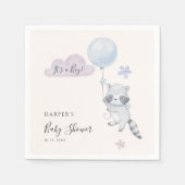 Cute Raccoon Flying Balloon Boy Baby Shower Servet (Voorkant)