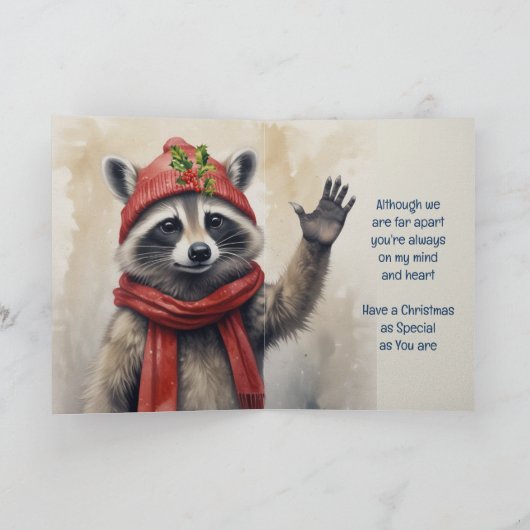 Cute Raccoon Fun Animal Friend Christmas Kaart (Binnen)