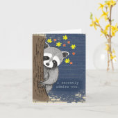 Cute Raccoon I secretly Admire You Unique Love Kaart (Gele Bloem)