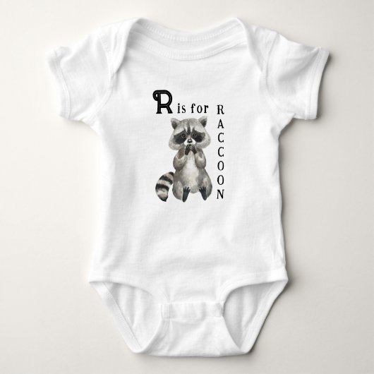 Cute Raccoon Illustratie - R is voor RACCOON Romper (Voorkant)