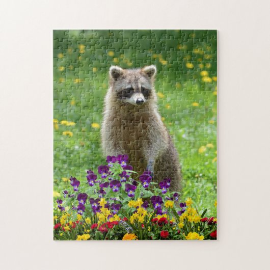 Cute Raccoon in de Vloertuindieren Legpuzzel (Verticaal)
