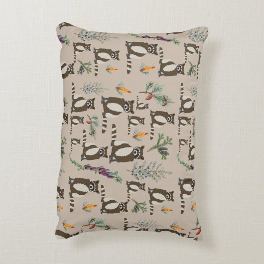 Cute Raccoon in Pine Forest Pattern Accent Kussen (Achterkant (Verticaal))