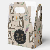 Cute Raccoon in Pine Forest Pattern Bedankdoosjes (Geopend)