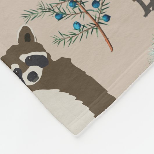 Cute Raccoon in Pine Forest Pattern Fleece Deken (Hoek)