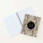 Cute Raccoon in Pine Forest Pattern Monogram Notitieboek (Binnen)