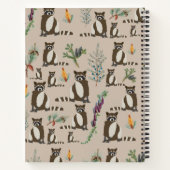 Cute Raccoon in Pine Forest Pattern Monogram Notitieboek (Achterkant)