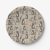 Cute Raccoon in Pine Forest Pattern Papieren Bordje (Voorkant)