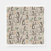 Cute Raccoon in Pine Forest Pattern Servet (Voorkant)