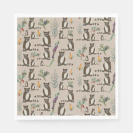 Cute Raccoon in Pine Forest Pattern Servet