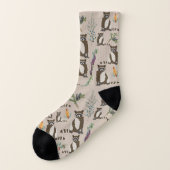 Cute Raccoon in Pine Forest Pattern Sokken (Links - buitenkant)