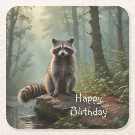 Cute Raccoon Kartonnen Onderzetters (Voorkant)