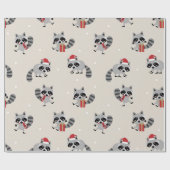 Cute Raccoon-kerstpatroon Cadeaupapier (Vlak)