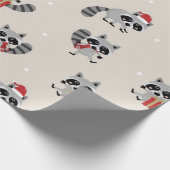 Cute Raccoon-kerstpatroon Cadeaupapier (Hoek)