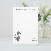 Cute Raccoon Kinder, gepersonaliseerd Bedankkaart (Staand voorkant)