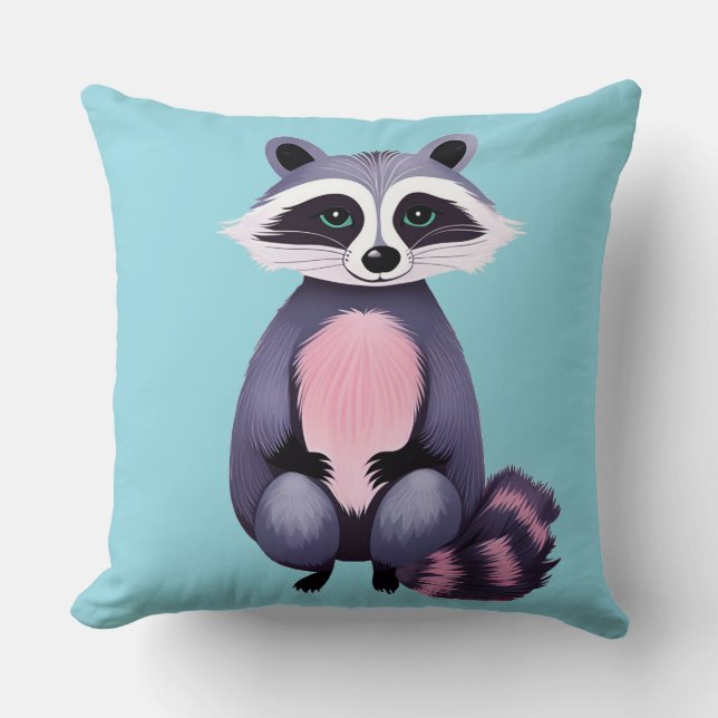 Cute Raccoon Kussen (Voorkant)