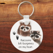 Cute Raccoon liet voetafdrukken achter op mijn har Sleutelhanger (Voorkant)