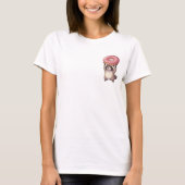 Cute Raccoon Lifting Giant Pink Glazed Donut T-shirt (Voorkant)