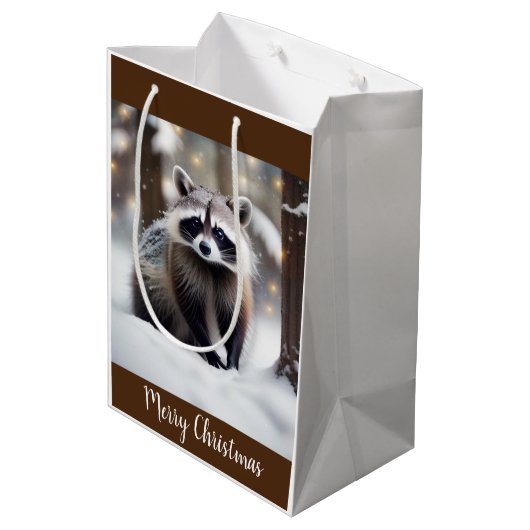 Cute Raccoon Medium Cadeauzakje (Achterkant Gekanteld)