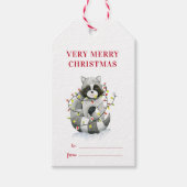 Cute Raccoon Mery Kerstfeestdag Gift Label Cadeaulabel (Voorkant)