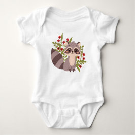 Cute raccoon met bloemen romper