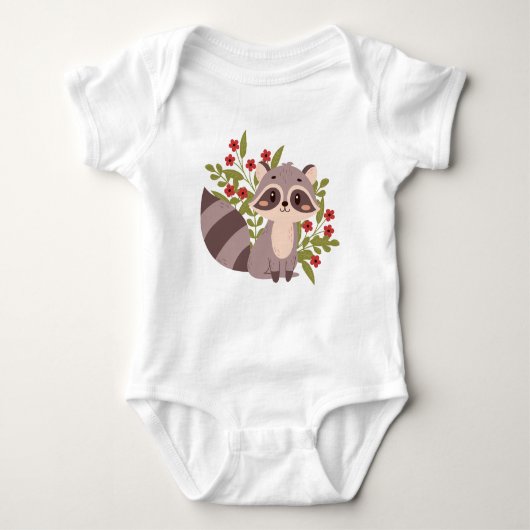 Cute raccoon met bloemen romper (Voorkant)