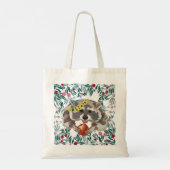 Cute raccoon met een appel in de poten tote bag (Achterkant)