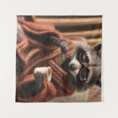 Cute raccoon met een bril in een driehoeksklep wandkleed (Voorkant (horizontaal))