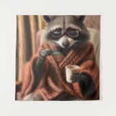Cute raccoon met een bril in een driehoeksklep wandkleed (Voorkant)