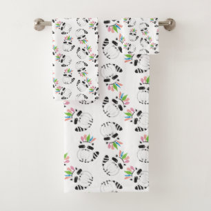 Cute Raccoon met veren op zijn hoofd Bad Handdoek