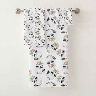 Cute Raccoon met veren op zijn hoofd Bad Handdoek