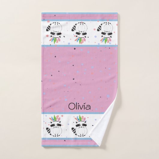 Cute Raccoon met veren op zijn hoofd Bad Handdoek (Handdoek)