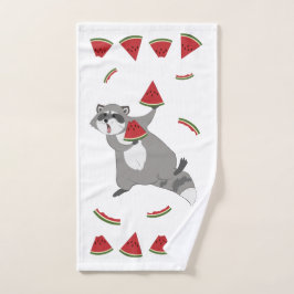 Cute raccoon met watermeloen bad handdoek