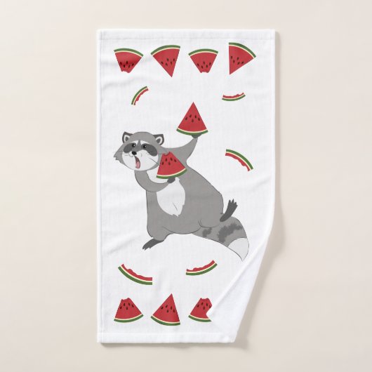 Cute raccoon met watermeloen bad handdoek (Handdoek)