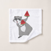 Cute raccoon met watermeloen bad handdoek (Wasdoekje)