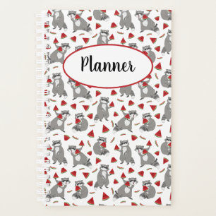 Cute raccoon met watermeloen op maat planner