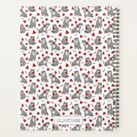 Cute raccoon met watermeloen planner (Achterkant)